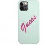 Guess Vintage Script husă din silicon pentru iPhone 12 Pro Max - mentol