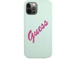 Guess Vintage Script husă din silicon pentru iPhone 12 Pro Max - mentol
