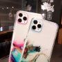 Husă transparentă, rezistentă la impact cu model de marmură pentru iPhone 11 Pro - albastru