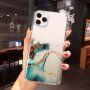 Husă transparentă, rezistentă la impact cu model de marmură pentru iPhone 11 Pro Max - albastru