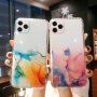 Husă transparentă, rezistentă la impact cu model de marmură pentru iPhone 12 mini - albastru portocaliu