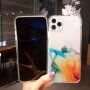 Husă transparentă, rezistentă la impact cu model de marmură pentru iPhone 12 mini - albastru portocaliu