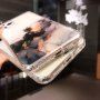 Husă transparentă, rezistentă la impact cu model de marmură pentru iPhone 12 mini - albastru portocaliu
