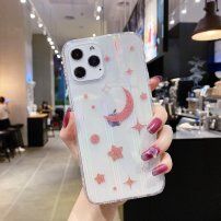 Husă moale schimbătoare cu stele roz și lună pentru iPhone 11 Pro Max - transparent