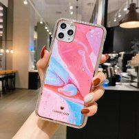Husă de protecție rezistentă la impact, pictură abstractă pentru iPhone 11 Pro - roz - albastru