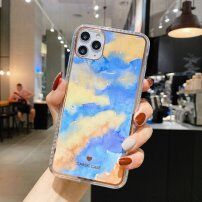 Husă de protecție rezistentă la impact, pictură abstractă pentru iPhone 12 mini - albastru - galben