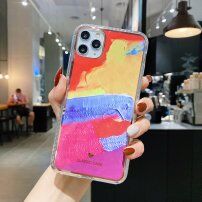 Husă de protecție rezistentă la impact, pictură abstractă pentru iPhone 11 Pro Max - galben - fucsia
