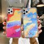 Husă de protecție rezistentă la impact, pictură abstractă pentru iPhone 11 Pro Max - galben - fucsia
