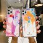Husă de protecție rezistentă la impact, pictură abstractă pentru iPhone 11 Pro - roz