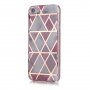 Carcasă din plastic moale marmură mozaic pentru iPhone 5 / 5S / SE (2016) - roz alb