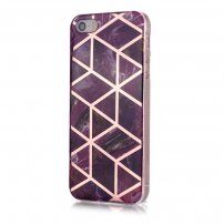 Carcasă din plastic moale marmură mozaic pentru iPhone 5 / 5S / SE (2016) - violet