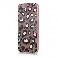 Husă din plastic moale cu model leopard pentru iPhone 5 / 5S / SE (2016) - maro