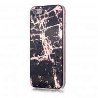 Husă din plastic moale marmură pentru iPhone 5 / 5S / SE (2016) - negru auriu
