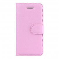 Husă flip cu textură de piele, pentru iPhone 5 / 5S / SE (2016) - roz deschis