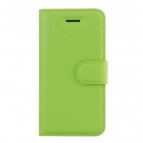Husă flip cu textură de piele, pentru iPhone 5 / 5S / SE (2016) - verde
