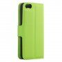 Husă flip cu textură de piele, pentru iPhone 5 / 5S / SE (2016) - verde
