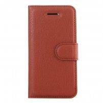 Husă flip cu textură de piele, pentru iPhone 5 / 5S / SE (2016) - maro