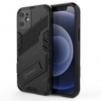 Husă de protecție durabilă cu stand pentru iPhone 12 mini - negru