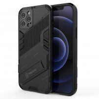 Husă de protecție durabilă cu stand pentru iPhone 12 Pro - negru