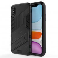 Husă de protecție durabilă cu stand pentru iPhone X / XS - negru