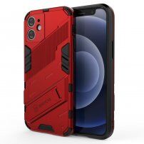 Husă de protecție durabilă cu stand pentru iPhone 12 mini - roșu