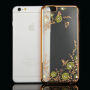 Carcasă elegantă cu pietricele sclipitoare, pentru Apple iPhone 6S Plus / 6 Plus - roz-auriu cu flori