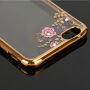 Carcasă elegantă cu pietricele sclipitoare, pentru Apple iPhone 6S Plus / 6 Plus - roz-auriu cu flori