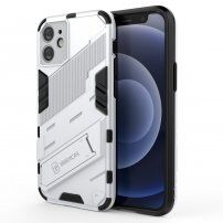 Husă de protecție durabilă cu stand pentru iPhone 12 mini - alb