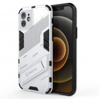 Husă de protecție durabilă cu stand pentru iPhone 12 - alb