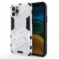 Husă de protecție durabilă cu stand pentru iPhone 11 - alb
