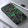 Carcasă pentru Apple iPhone XS / iPhone X, luminează în întuneric - model geometric verde