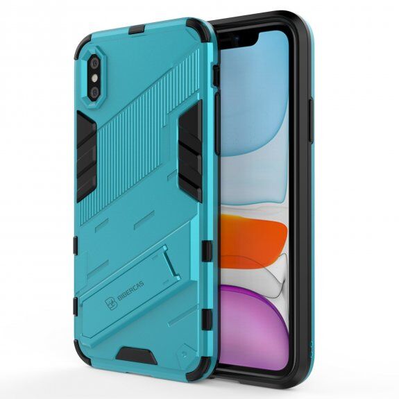 Husă de protecție durabilă cu stand pentru iPhone X / XS - albastru
