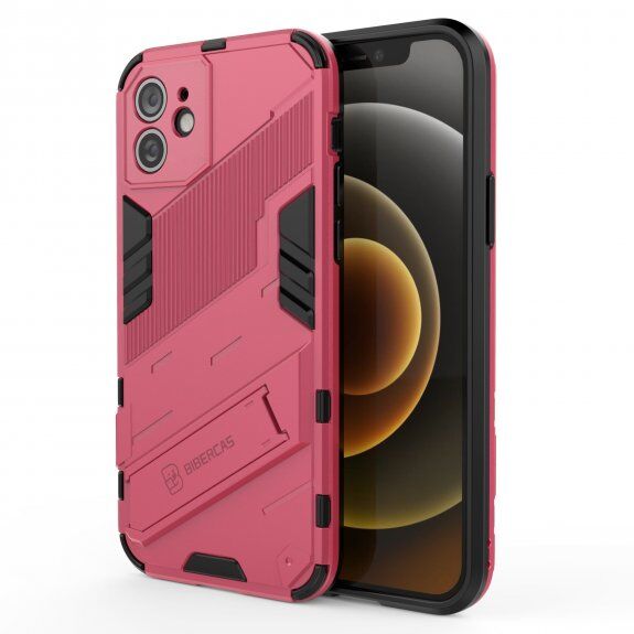 Husă de protecție durabilă cu stand pentru iPhone 12 - roz