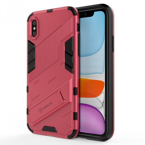 Husă de protecție durabilă cu stand pentru iPhone X / XS - roz