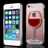 Carcasă din plastic, cu vin curgător în pahar din plastic, pentru Apple iPhone SE (2016) / 5S / 5