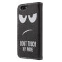 Husă flip cu stativ şi buzunar de acte, pentru iPhone 5 / 5S / SE (2016) - Don't touch my phone