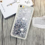 Carcasă de protecţie, cu paiete plutind, pentru Apple iPhone SE (2016) / 5S / 5 - negru / argintiu