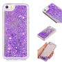 Carcasă de protecţie, cu paiete plutind, pentru Apple iPhone SE (2016) / 5S / 5 - violet cu inimioare