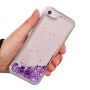 Carcasă de protecţie, cu paiete plutind, pentru Apple iPhone SE (2016) / 5S / 5 - violet cu inimioare