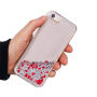 Carcasă de protecţie, cu paiete plutind, pentru Apple iPhone SE (2016) / 5S / 5 - argintiu cu inimioare roşii