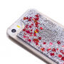Carcasă de protecţie, cu paiete plutind, pentru Apple iPhone SE (2016) / 5S / 5 - argintiu cu inimioare roşii