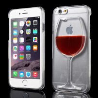 Carcasă din plastic, cu vin curgător în pahar din plastic, pentru Apple iPhone 6 / 6S