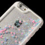 Carcasă de protecţie, cu paiete mobile, pentru Apple iPhone 6 / 6S - paiete albastru deschis cu inimioare roz