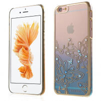 Carcasă de protecţie KAVARO, cu pietricele sclipitoare, pentru Apple iPhone 6S Plus / 6 Plus - albastru cu fluturi