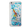 Carcasă cu paiete plutitoare, pentru Apple iPhone 6S Plus / 6 Plus - pene colorate cu inimioare albastre