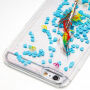 Carcasă cu paiete plutitoare, pentru Apple iPhone 6S Plus / 6 Plus - pene colorate cu inimioare albastre