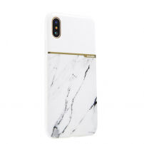 Carcasă elegantă SULADA, cu design de marmură, pentru Apple iPhone XS / iPhone X - alb