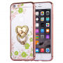 Carcasă de lux, cu inimă aurie şi dragon cu pietricele, pentru Apple iPhone 6 Plus / 6S Plus - flori verzi