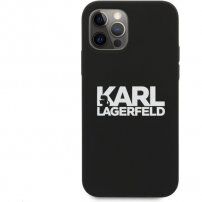 Karl Lagerfeld Stack White Logo husă din silicon pentru iPhone 12 Pro Max - negru