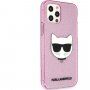 Karl Lagerfeld Choupette Head Glitter husă pentru iPhone 12 Pro Max - roz